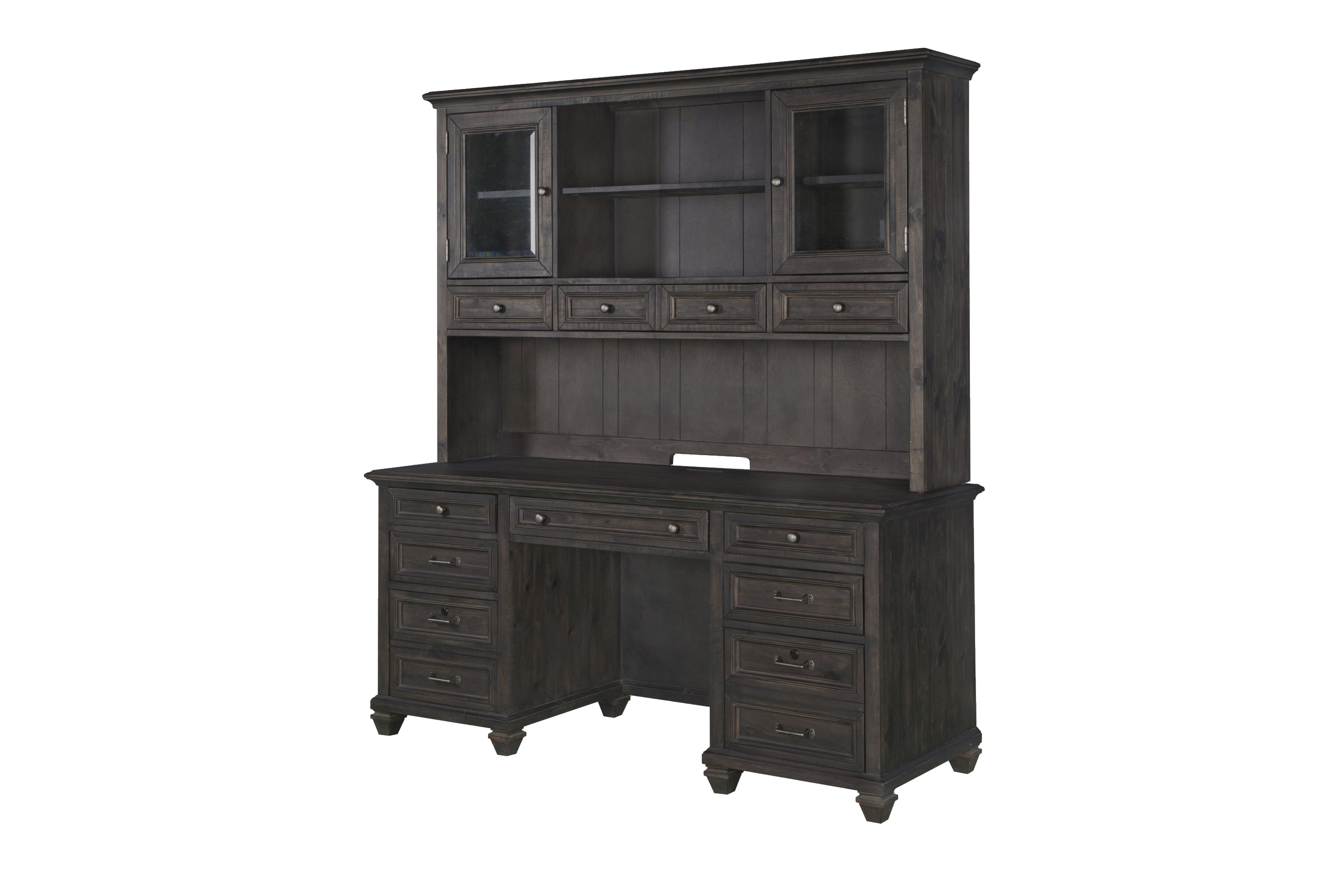 Sutton Place Credenza with Hutch in Weathered charcoal