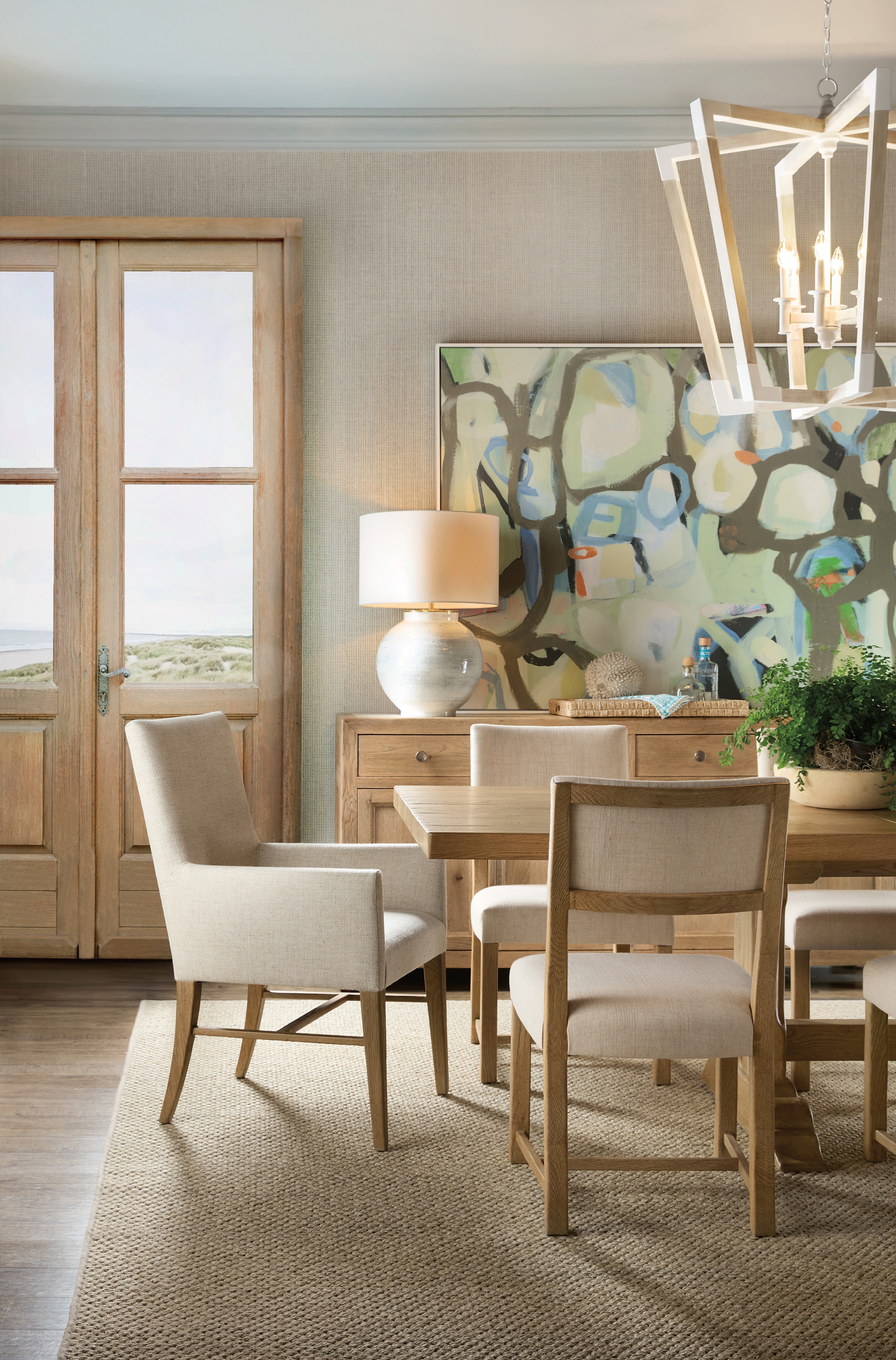 Hooker Furniture Driftwood Upholstered Dining Arm Chair