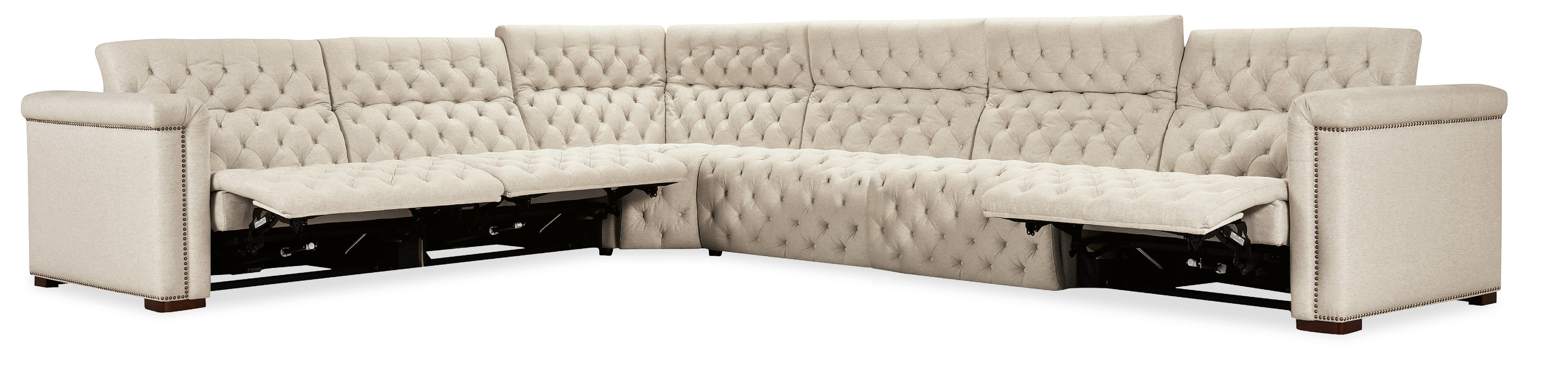 Hooker Furniture Savion Deux 6 Seat Sectional with Four Power Recliners and Seven Power Headrests