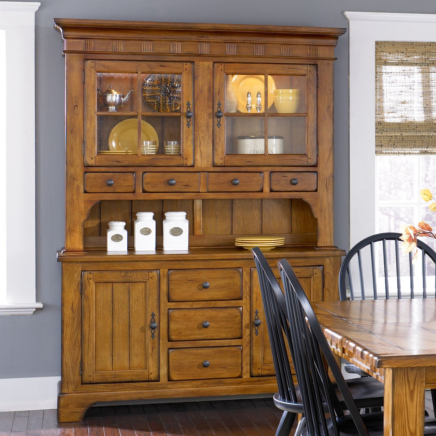 Liberty Furniture Treasures Hutch & Buffet in Rustic Oak