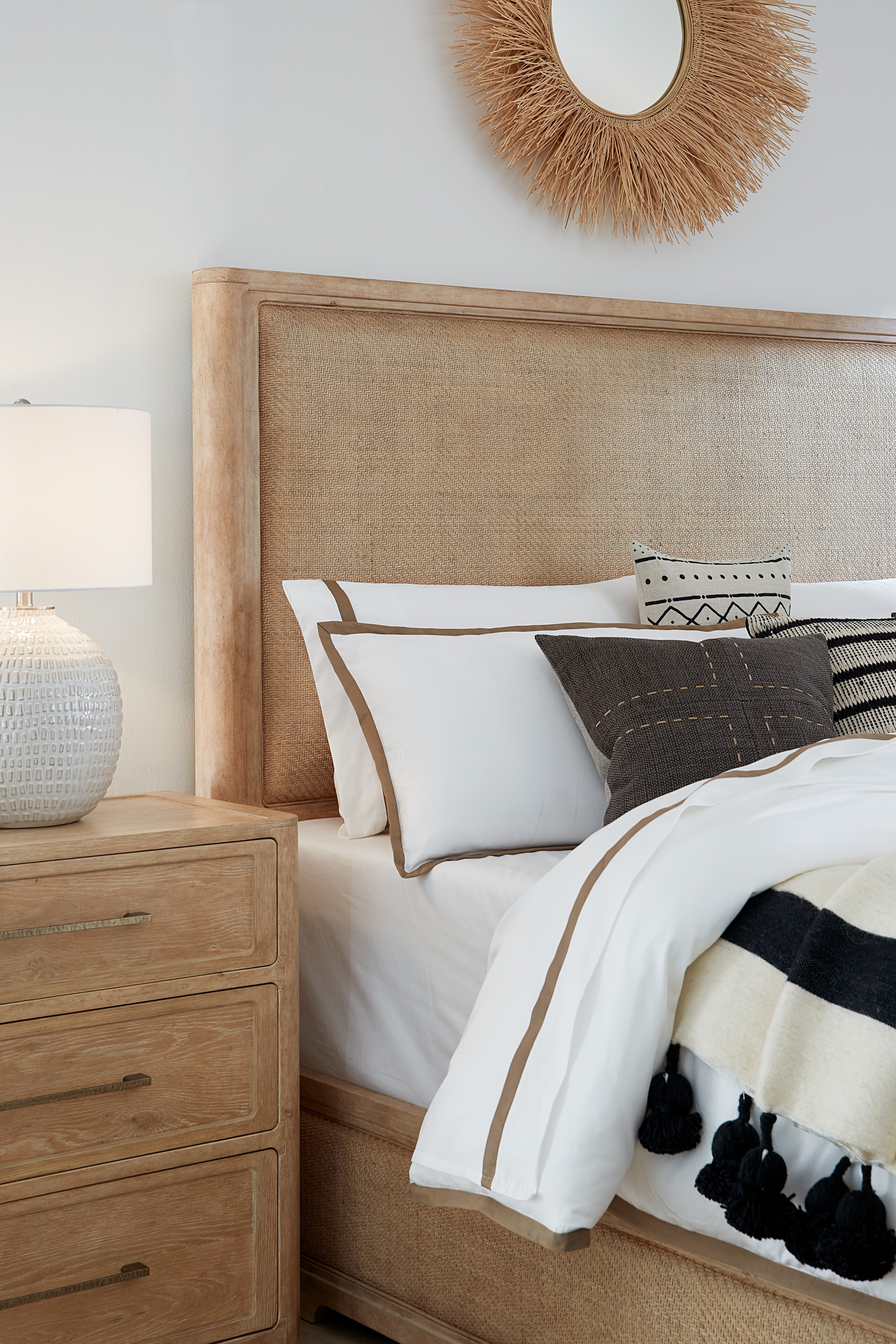 Hooker Furniture Retreat Cane Panel Bed in Dune