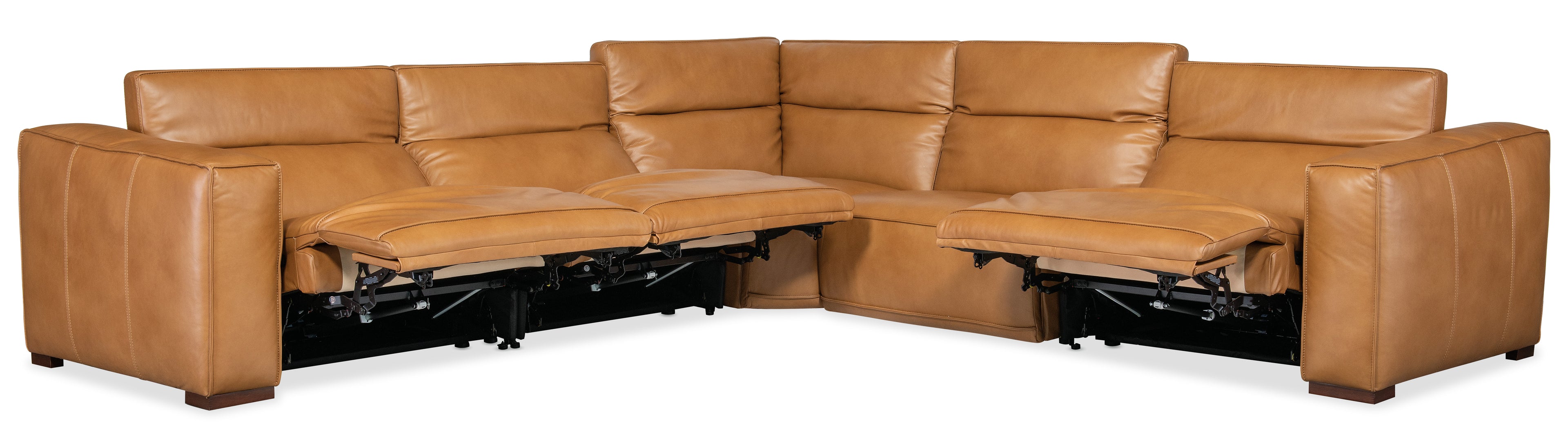 Hooker Furniture Fresco 5 Seat Sectional with Power Recline & Power Headrest in Brown