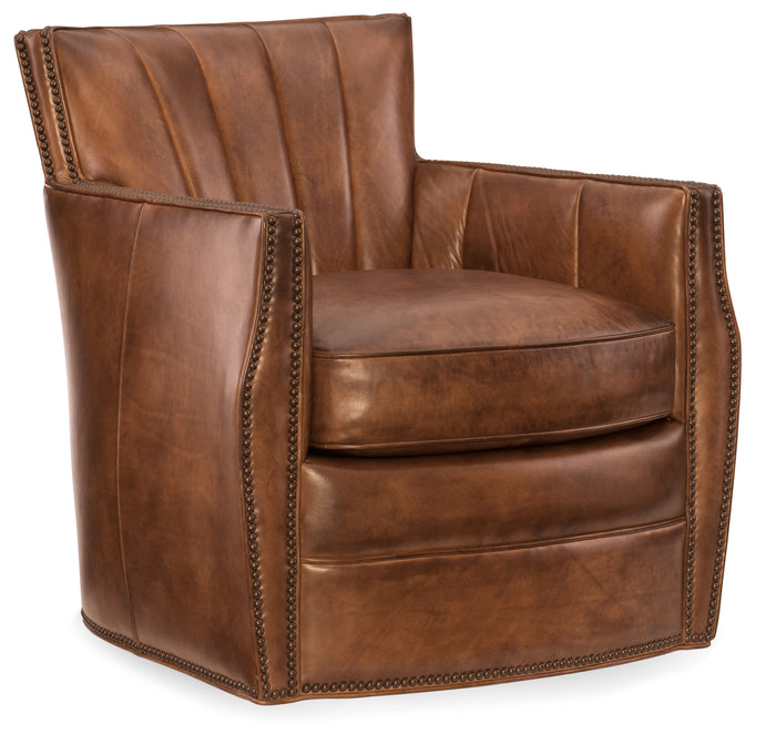 Hooker Furniture Carson Swivel Club Chair in Checkmate Rook