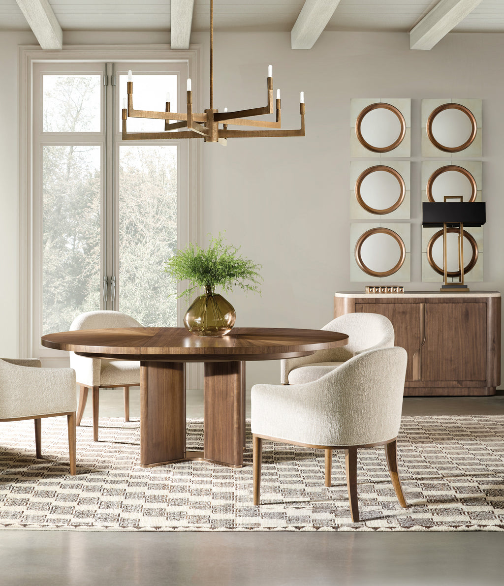 Hooker Furniture Eleana Round Dining Table with One 20-inch Leaf in Light Caramel/Sunlit Bronze