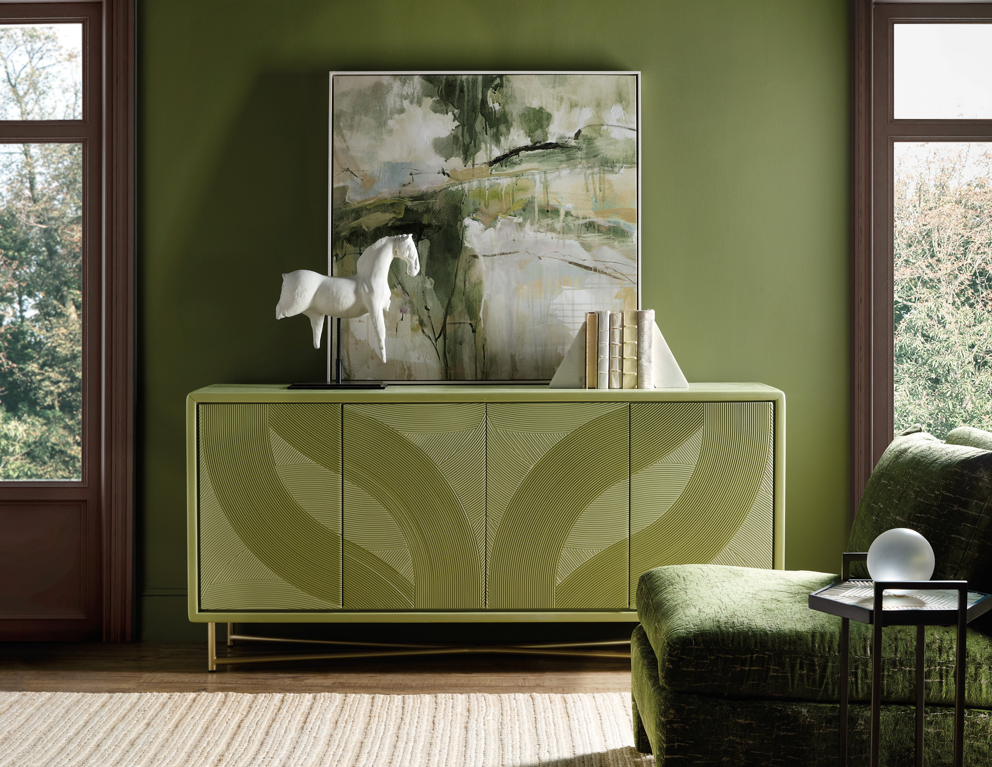 Hooker Furniture Commerce and Market Into the Woods Credenza in Greens