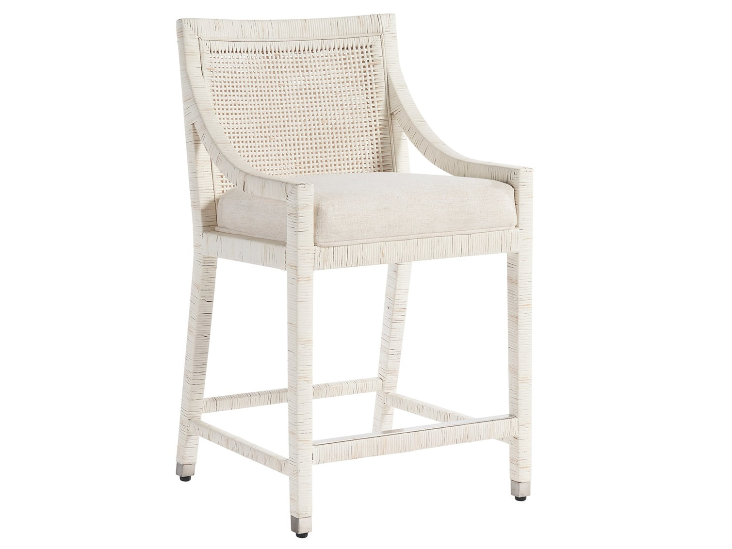 Weekender Longboat Counter Chair in White Rattan