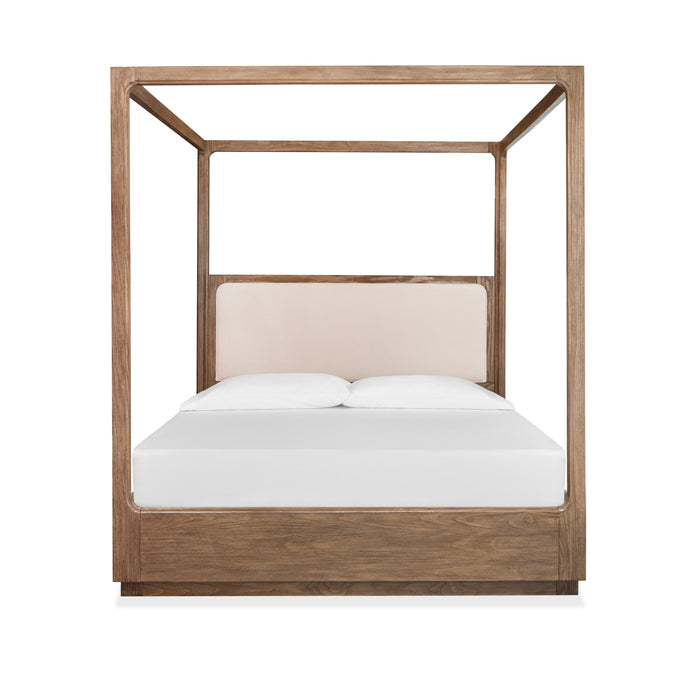 Magnussen Westbourne Poster Bed w/Upholstered Headboard in Dark Umber