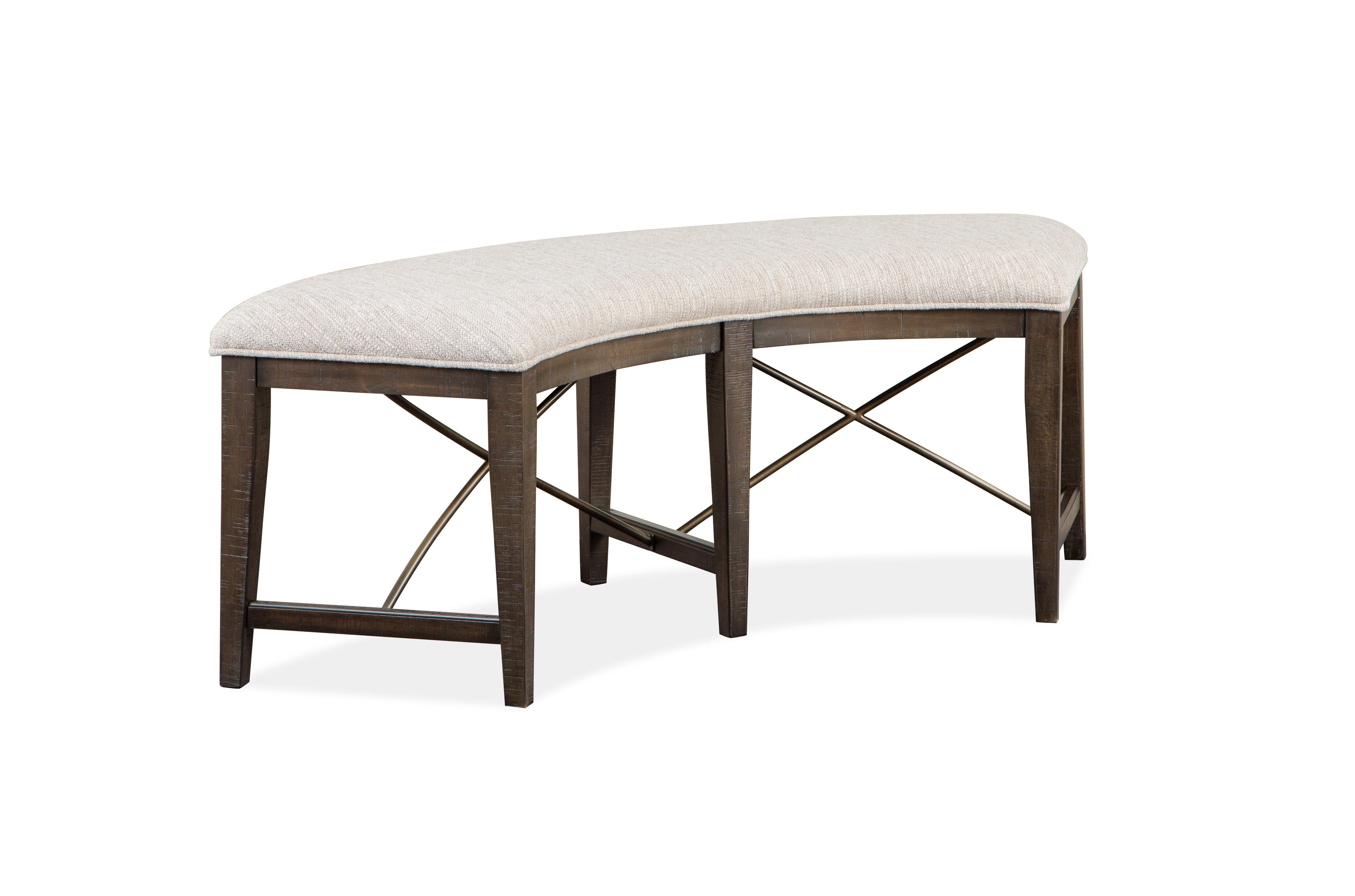 Westley Falls Curved Bench w/Upholstered Seat in Graphite