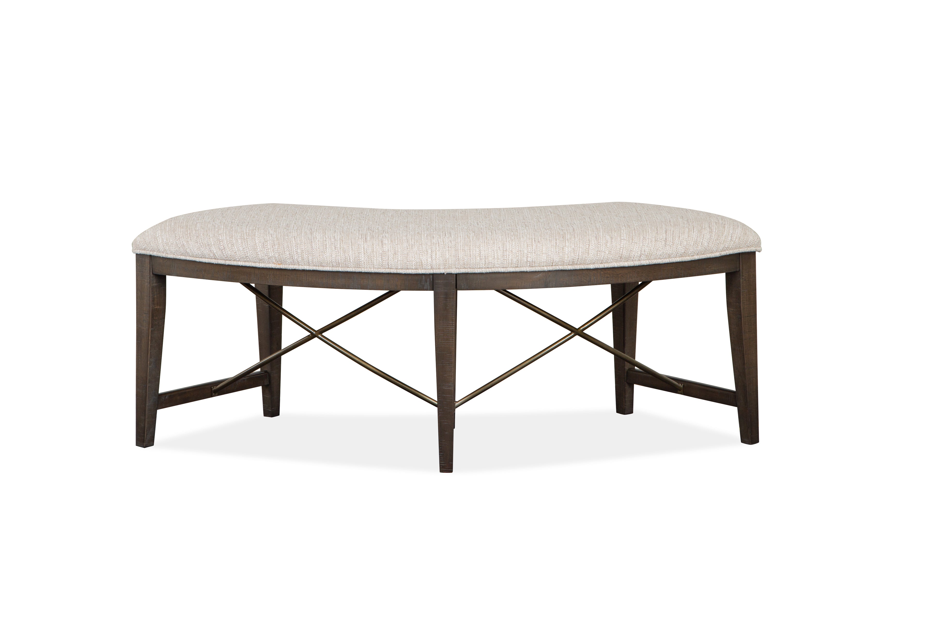 Westley Falls Curved Bench w/Upholstered Seat in Graphite