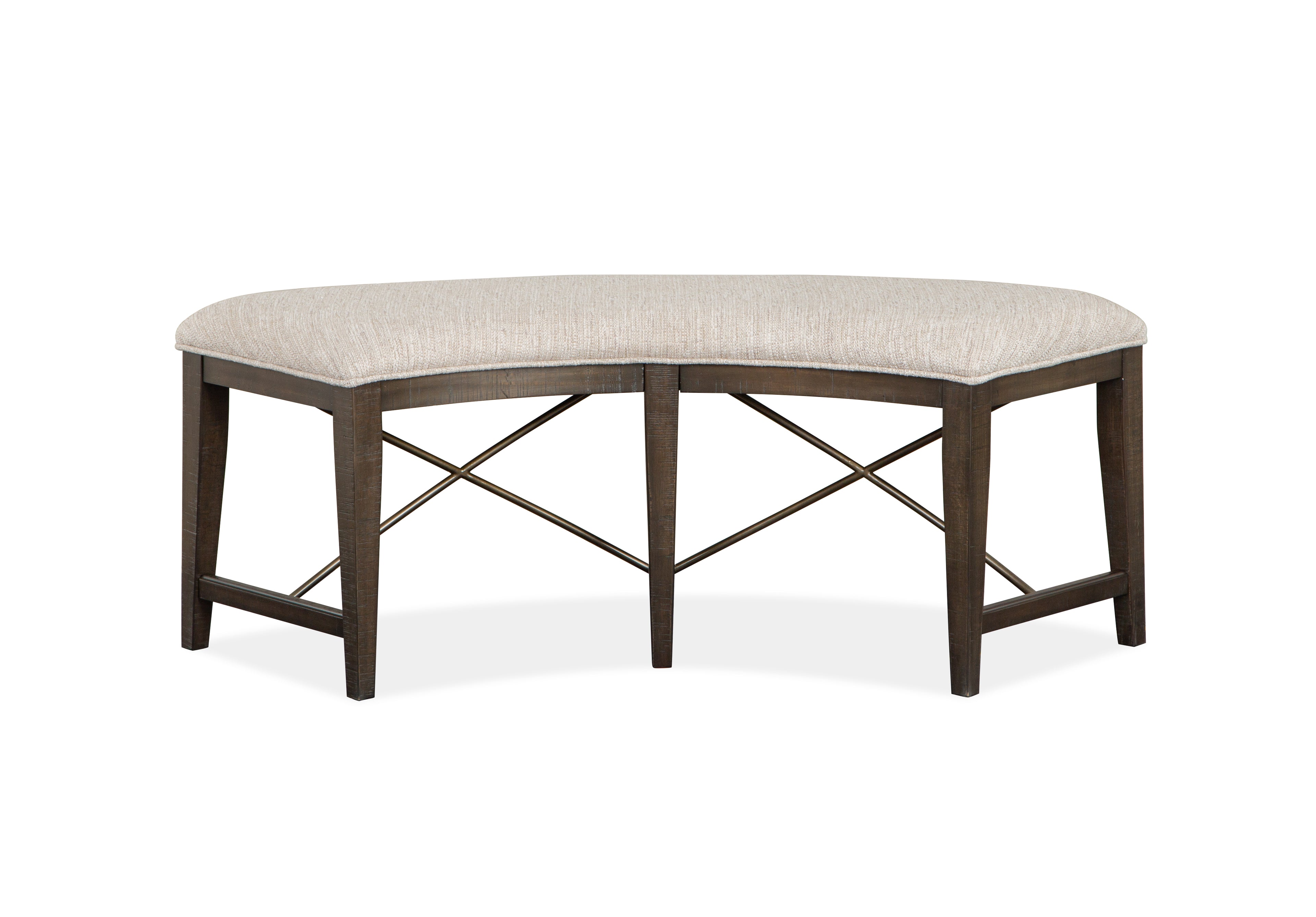 Westley Falls Curved Bench w/Upholstered Seat in Graphite