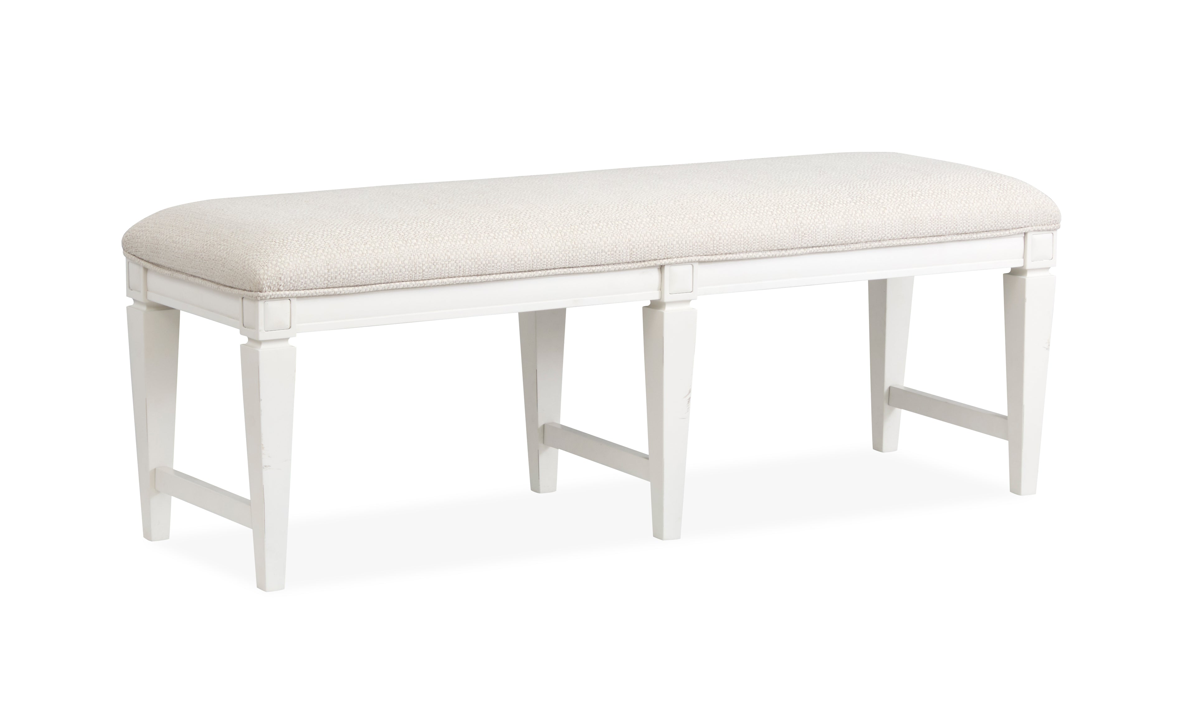 Magnussen Willowbrook Bench w/Upholstered Seat in Egg Shell White