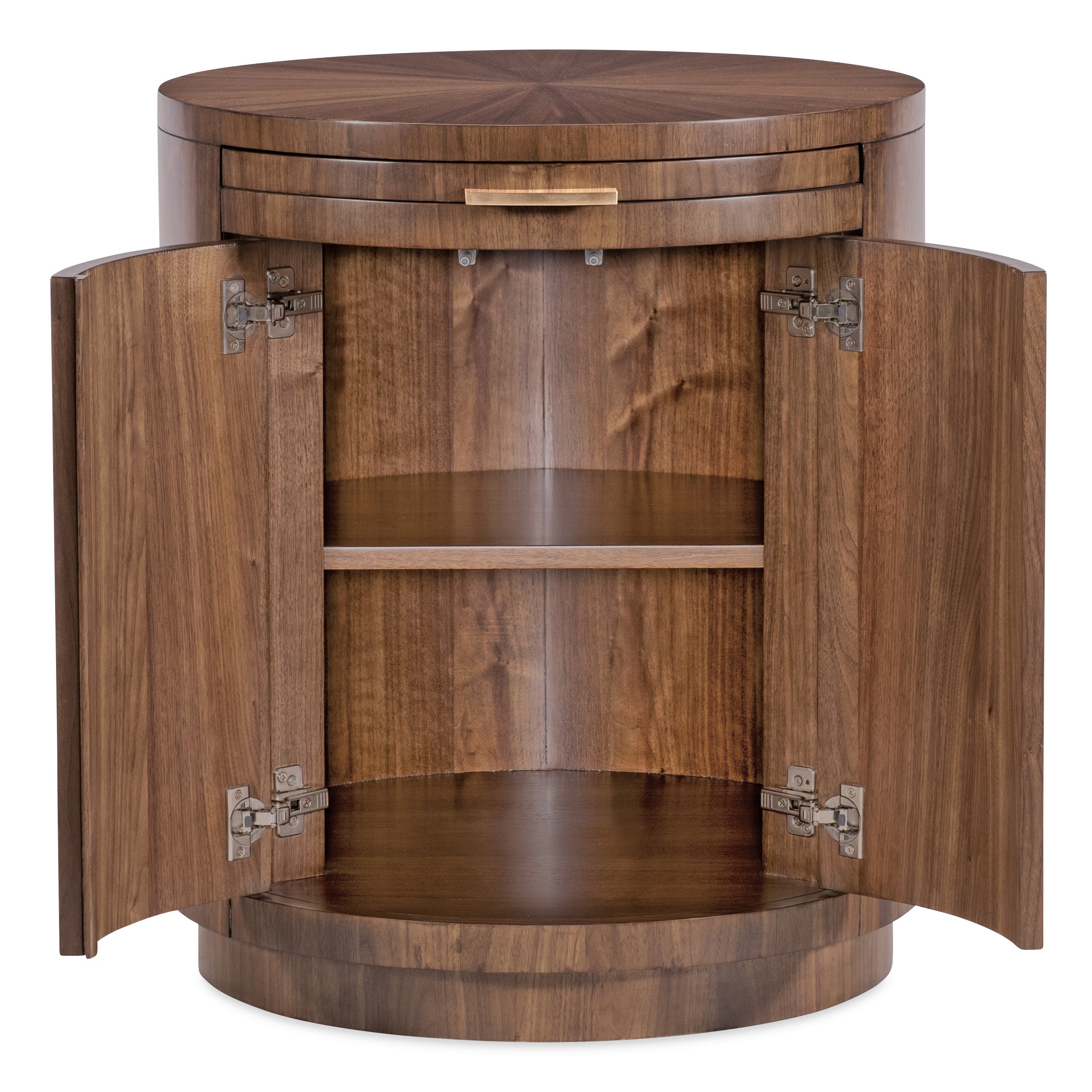 Hooker Furniture Eleana Round Nightstand in Light Caramel/Sunlit Bronze