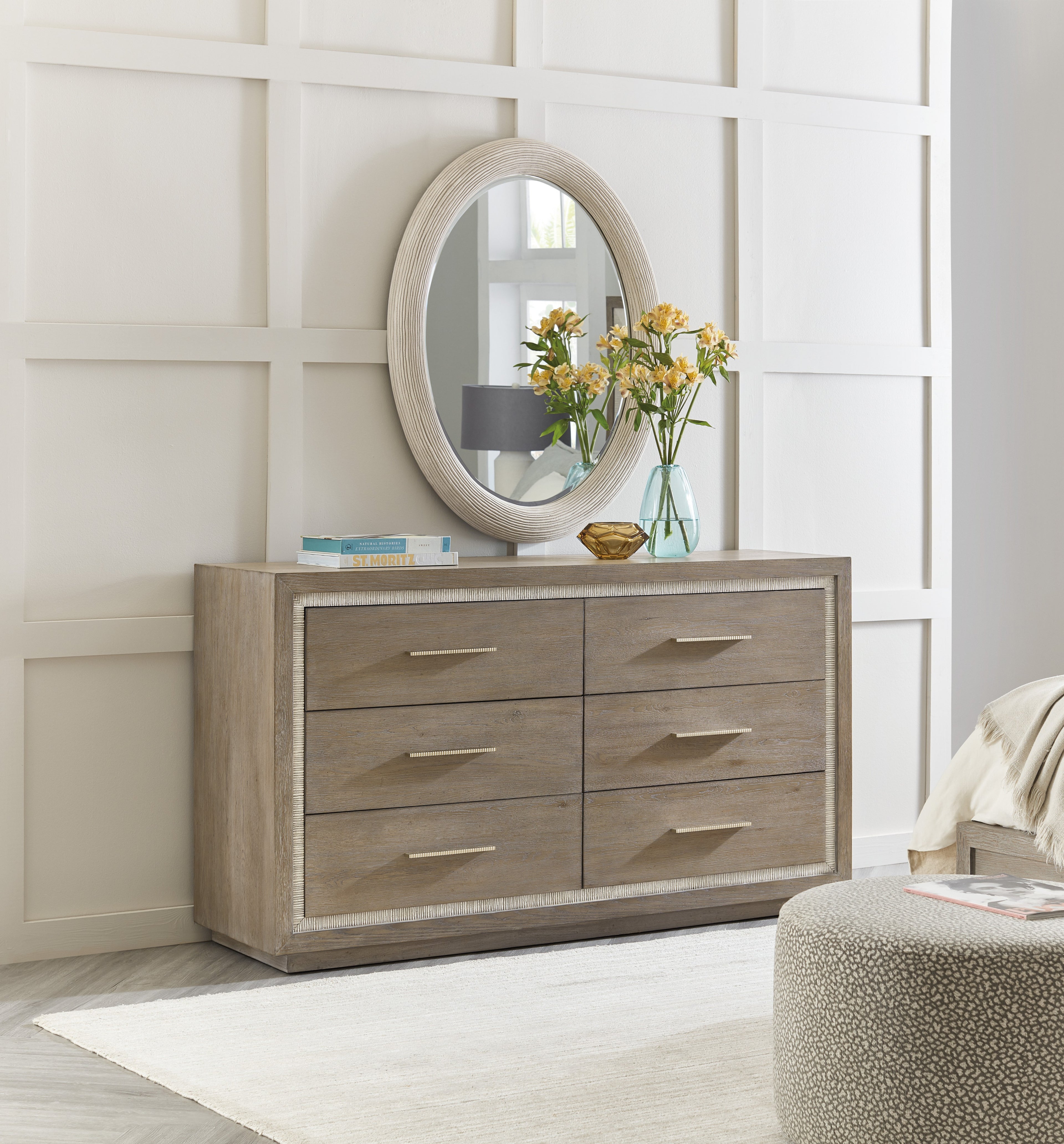 Hooker Furniture Serenity Amelia Oval Mirror in Grays