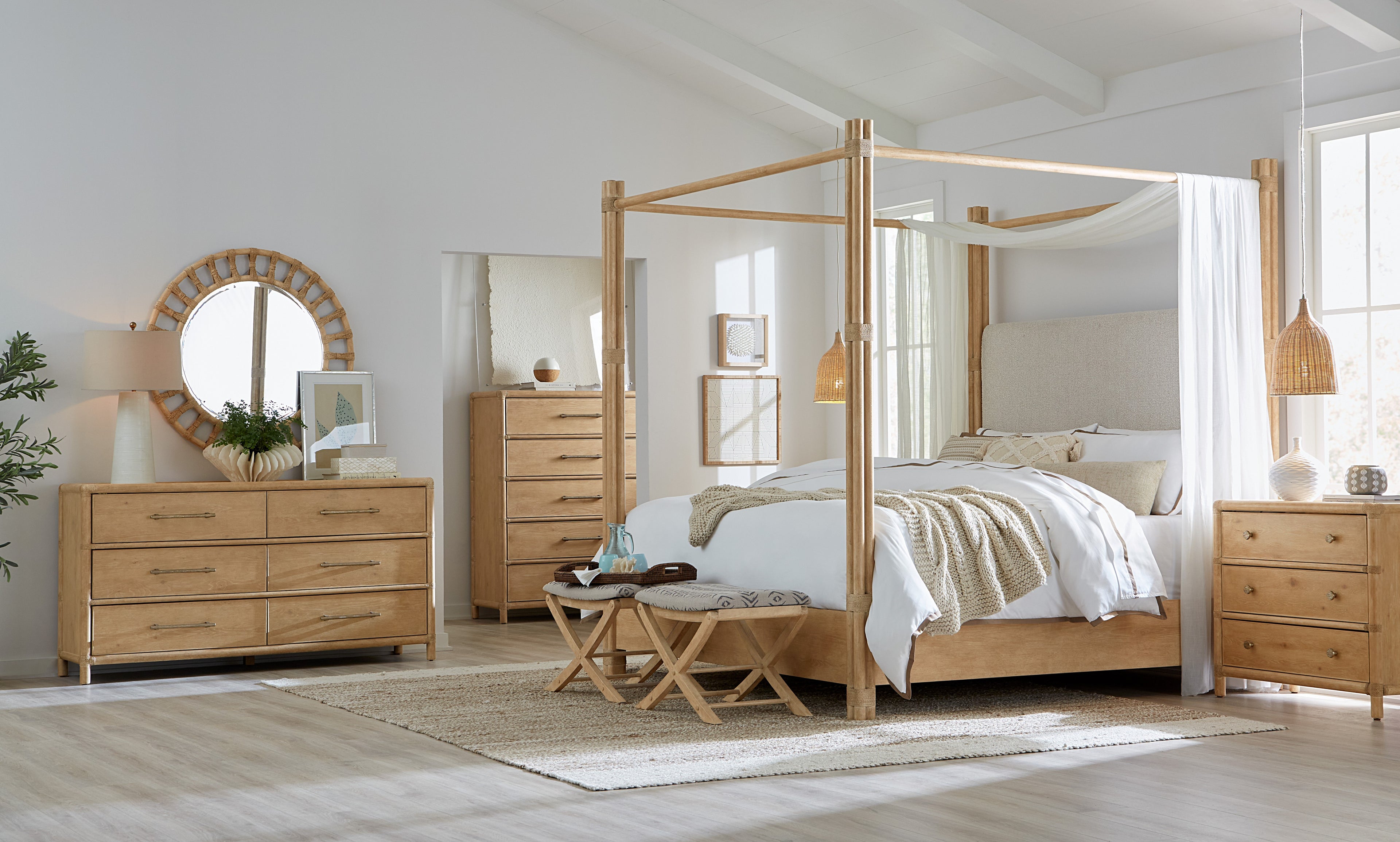 Hooker Furniture Retreat Pole Rattan Accent Mirror