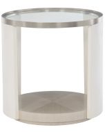 Bernhardt Axiom Linear Gray and Linear White Round Chairside Table
