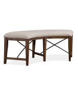 Bay Creek Toasted Nutmeg Curved Bench with Upholstered Seat