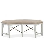 Heron Cove Chalk White Curved Bench w/Upholstered Seat