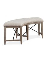 Paxton Place Dovetail Grey Curved Bench with Upholstered Seat