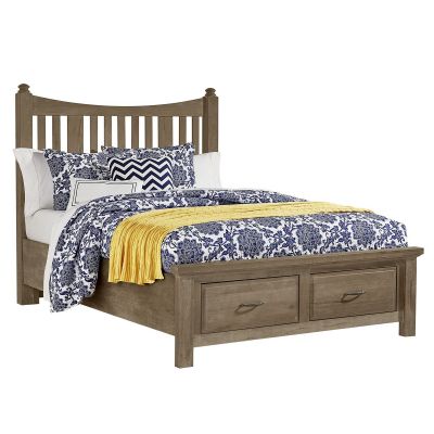 Artisan & Post Maple Road Queen Slat Poster Bed with Storage Footboard in Weathered Gray