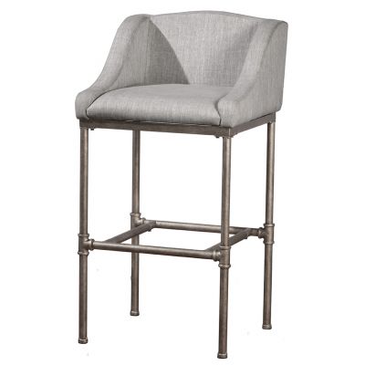 Dillon Stationey Bar Height Stool in Textured Silver