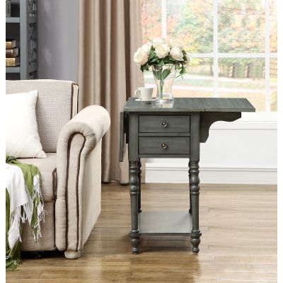 13696 Drop Leaf Two Drawer Accent Table Carlstadt b