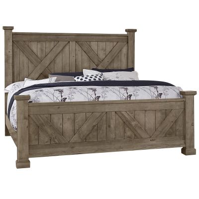 Artisan & Post Cool Rustic Queen X Bed in Stone Grey