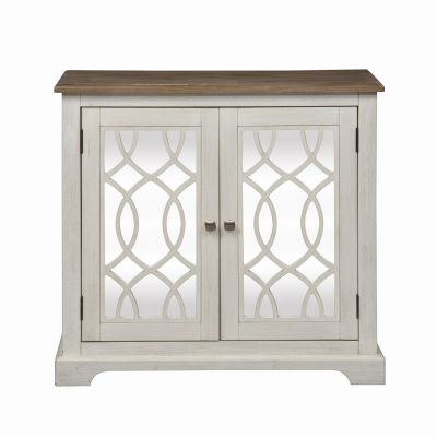 Liberty Furniture White and Weathered Bronze Top Two Door Accent Cabinet