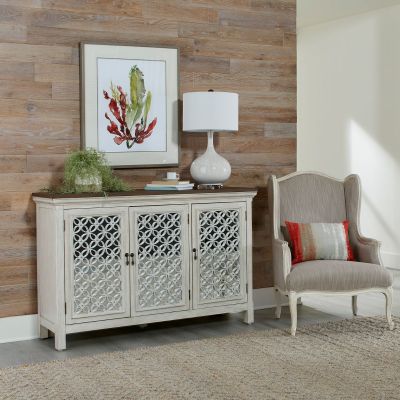 Liberty Furniture Wire Brushed White 56 Inch Three Door Accent Cabinet