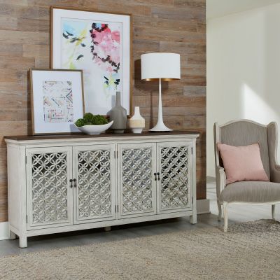 Liberty Furniture Wire Brushed White 72 Inch Four Door Accent Cabinet