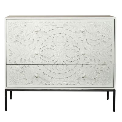 Liberty Furniture Weathered White 40 Inch Three Drawer Accent Cabinet