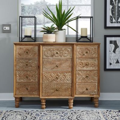Liberty Furniture 48 Inch Weathered Honey 12 Drawer Accent Cabinet