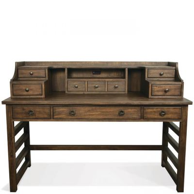 Riverside Perspectives Brushed Acacia Leg Desk with Hutch