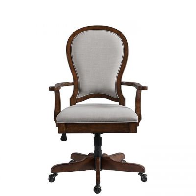 Riverside Clinton Hill Classic Cherry Round Back Upholstered Desk Chair