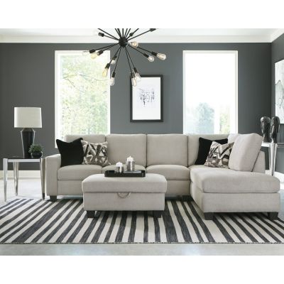 Hitman Cushion Back Upholstered Sectional in Stone