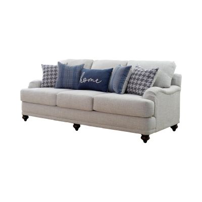 Wane Cushion Back Light Grey Three Seater Sofa Couch