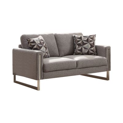 Discon Upholstered Modern Two Seater Loveseat Couch in Grey