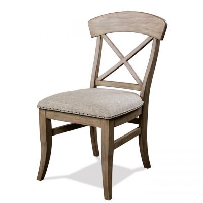 Riverside Southport Antique Oak X-Back Upholstered Side Chair 