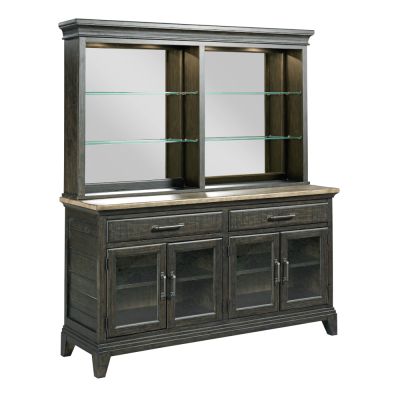 Kincaid Plank Road 65 Inch Rockland Buffet with Hutch in Charcoal Finish