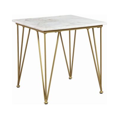 Becca Square End Table White And Polished Brass Fair Lawn