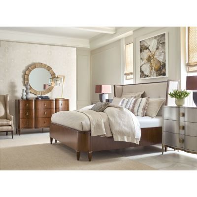 American Drew Vantage Walnut Upholstered Bedroom Set
