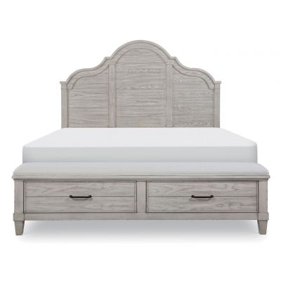 Legacy Classic Belhaven Weathered Plank Arched Panel Bed With Storage Footboard