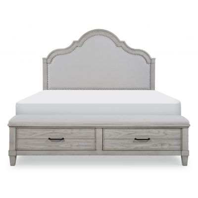Legacy Classic Belhaven Weathered Plank Upholstered Panel Bed With Storage Footboard