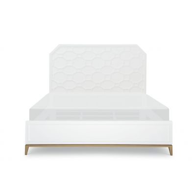 Legacy Classic Chelsea By Rachael Ray White And Soft Gold Complete Lattice Panel Bed