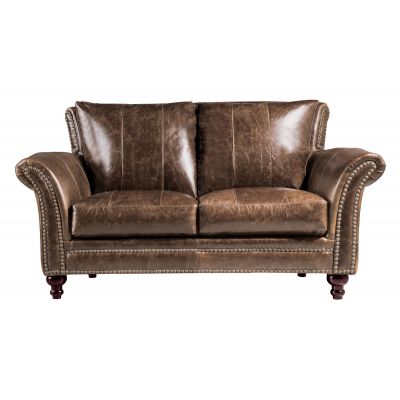 Leather Italia Butler Two Seater Leather Loveseat in Brown