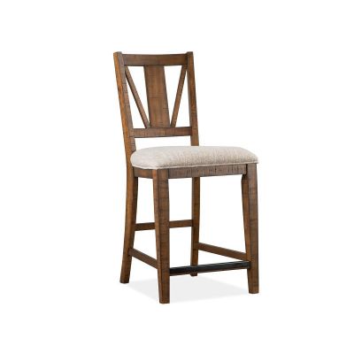 Bay Creek Toasted Nutmeg Counter Chair with Upholstered Seat Set of 2