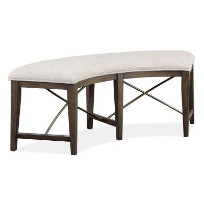 Westley Falls Graphite Curved Bench with Upholstered Seat