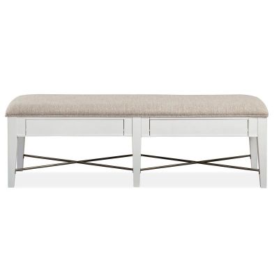 Heron Cove Chalk White Bench with Upholstered Seat
