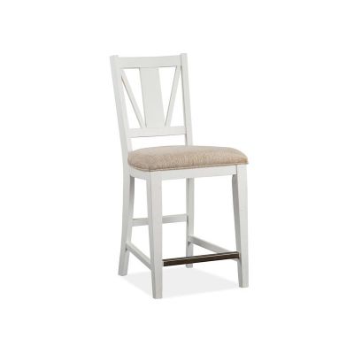 Heron Cove Chalk White Counter Chair with Upholstered Seat set of 2