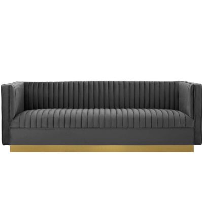 Tapre Vertical Channcel Tufted Performance Velvet Sofa Couch