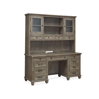 Lancaster Dovetail Grey Credenza with Hutch